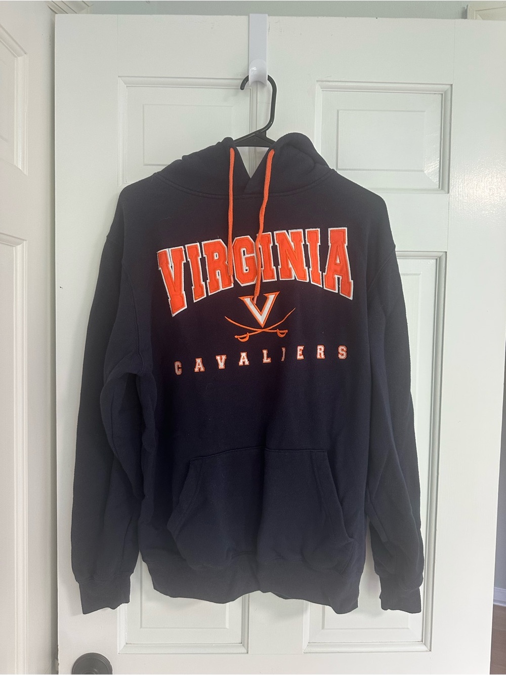 Virginia Cavaliers Navy Hoodie with Orange Lettering university of Virginia